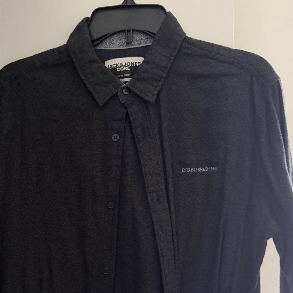 Jack & Jones Men's Dark Gray Button Down Shirt